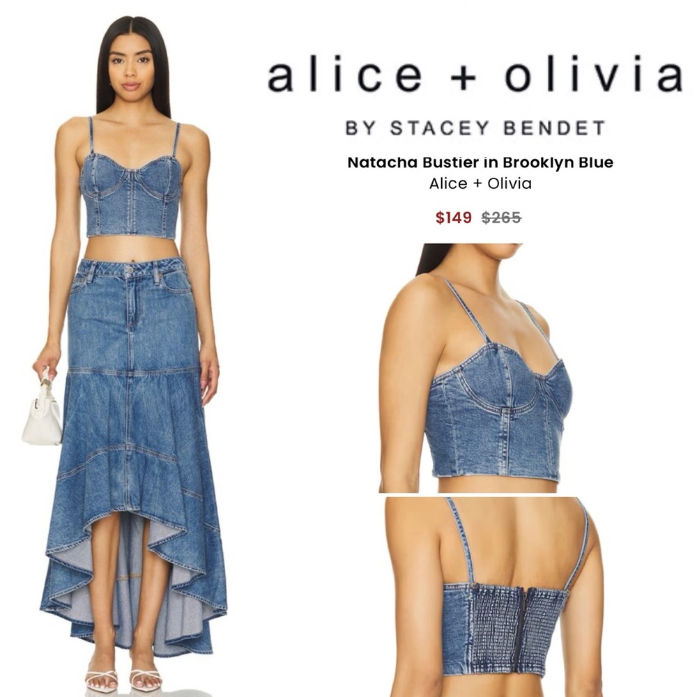 Alice + Olivia Denim Natacha Bustier (size 2) NWOT